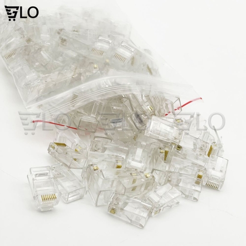 Combo 100 Đầu Hạt Mạng RJ45 CAT5/CAT6 Vỏ Nhựa