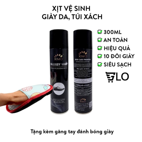 Chai Glossy Wax Xịt Sạch Và Làm Bóng Giày Đồ Da, Túi Ví, Áo, Ghế Da Giúp Vệ Sinh, Dưỡng Ẩm Chống Mốc