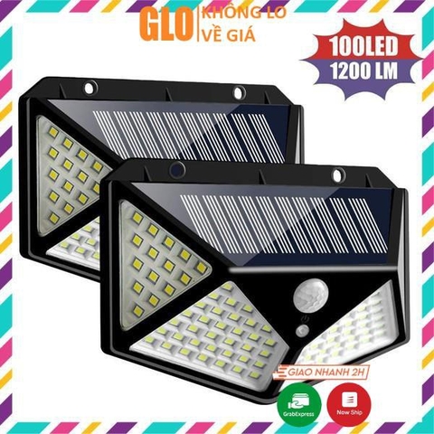 Đèn Led Năng Lượng Mặt Trời Cảm Biến Chuyển Động 100 Led 3 Chế Độ Siêu Sáng Chống Nước