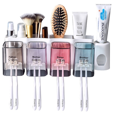 Kệ 4 Ngăn Kèm 4 Ly Đựng Kem Đánh Răng, Bản Chải