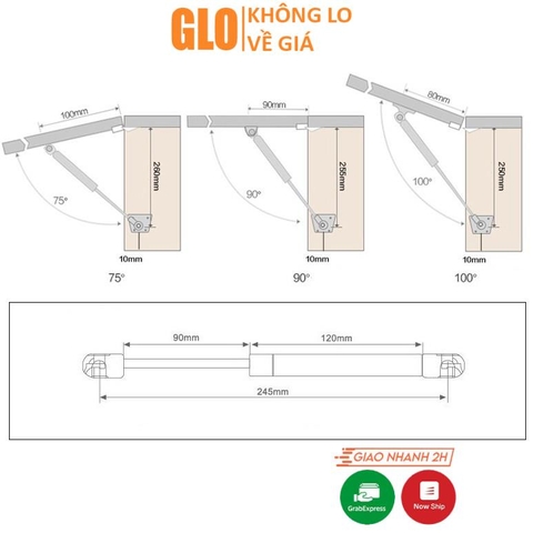 Tay Nâng Chống Cánh Tủ Loại 100N