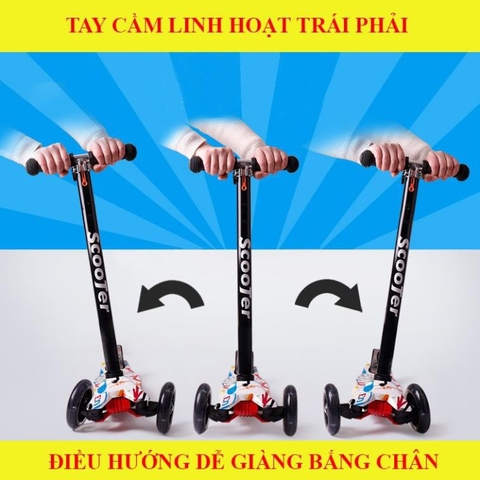Xe trượt Scooter ba bánh phát sáng ,siêu thế hệ mới thiết kế màu sắc, Khung thép chịu lực ,bánh phát sáng cỡ lớn