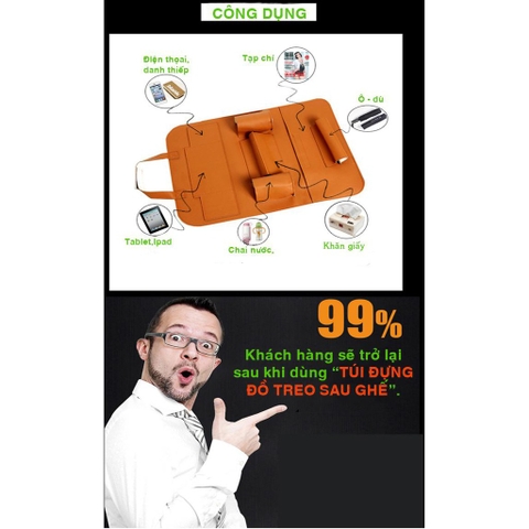 Túi đựng đồ treo sau ghế ô tô, xe hơi làm bằng da cao cấp