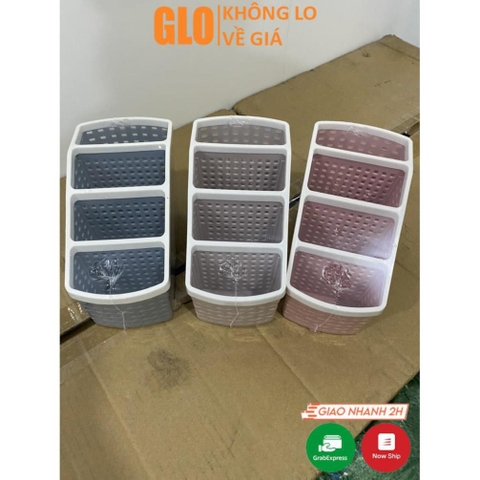 Giỏ Nhựa 4 Ngăn Để Bút Viết Vật Dụng