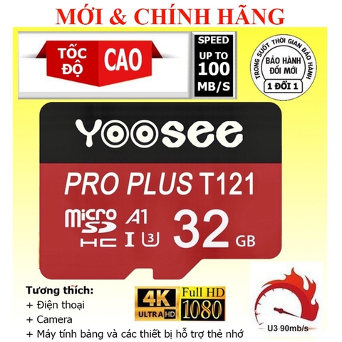 Thẻ Nhớ Yoosee Pro Plus 32GB A1 U3 4K Đọc 95MB/s, Ghi 45MB/s