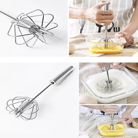 Dụng Cụ Đánh Trứng Bán Tự Động Mini Cầm Tay Inox 304, Cây Đánh Trứng Trộn Thủ Công Gia Đình Thép Không Gỉ