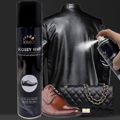 Chai Glossy Wax Xịt Sạch Và Làm Bóng Giày Đồ Da, Túi Ví, Áo, Ghế Da Giúp Vệ Sinh, Dưỡng Ẩm Chống Mốc