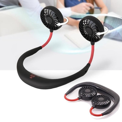 Quạt Mini Đeo Cổ 3 Tốc Độ Led Có Sạc Tạo Hương Thơm