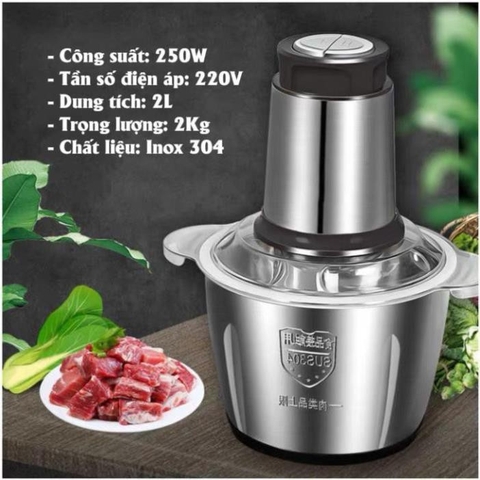 Máy Xay Thịt Đa Năng Cối Inox 304 4 Lưỡi Siêu Bén Chính Hãng, Công Suất 250w