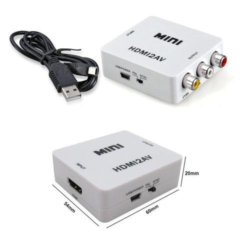 Box Chuyển Hdmi Ra Av Mini, Bộ Adapter Chuyển Đổi HDMI Sang AV