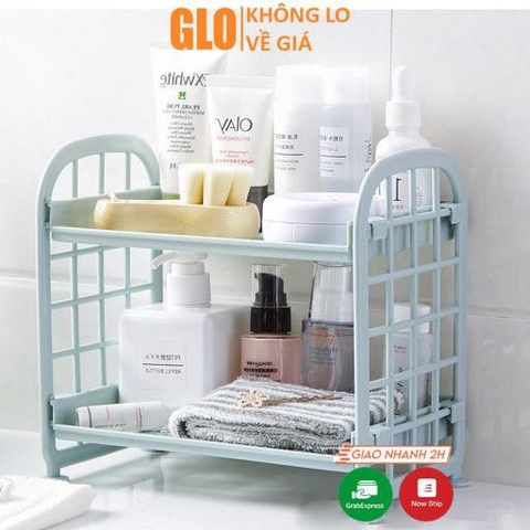 Kệ Nhựa 2 Tầng Mini Đựng Đồ Văn Phòng, Phòng Tắm, Nhà Bếp