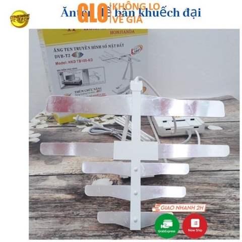 Anten Trong Nhà Cho Tivi Và Đầu Thu Hỗ Trợ DVB-T2, Thiết Kế Tàu Bay Model Tb105 Khuếch Đại Nguồn 220v Kèm Dây 2 Mét