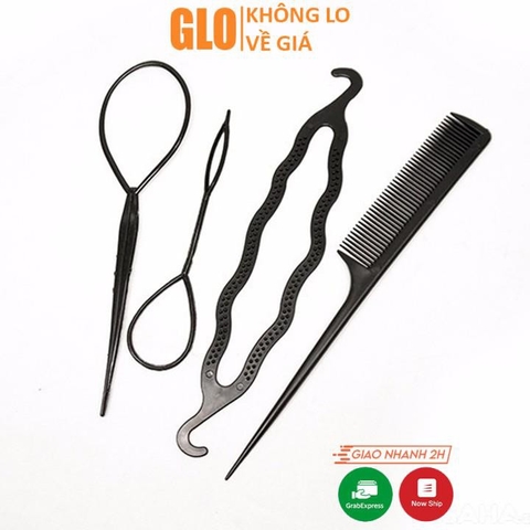 Bộ 4 Món Dụng Cụ Làm Tóc, Tạo Kiểu Phồng, Rút Búi Tóc Đa Năng Dễ Sử Dụng