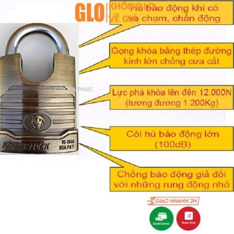 Khoá Kinbar 110db Báo Động Chống Trộm Chính Hãng