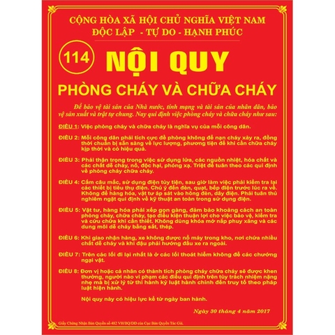 [Hỏa Tốc HCM] Bộ Nội Quy Tiêu Lệnh Phòng Cháy Chữa Cháy