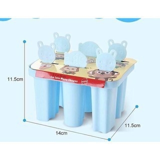 Khuôn Làm Kem Nhựa 6 Que Hình Gấu Cute Dễ Thương