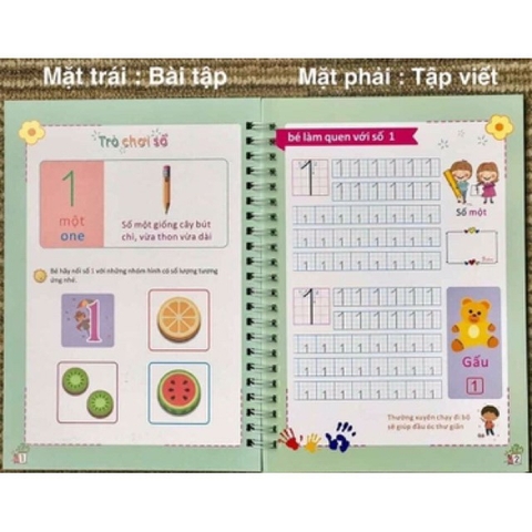 Combo 3 Quyển Luyện Tập Viết Chữ Số Đẹp, Luyện Nét Cơ Bản Kèm 2 Bút Mực Thần Kỳ 8 Ngòi
