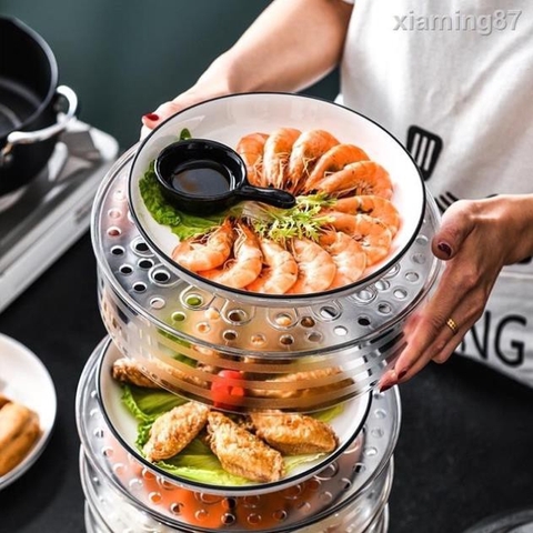 Lồng Bàn Trong Suốt 5 Tầng Đậy Thức Ăn Giữ Nhiệt, Chống Bụi, Chất Liệu Nhựa Mica