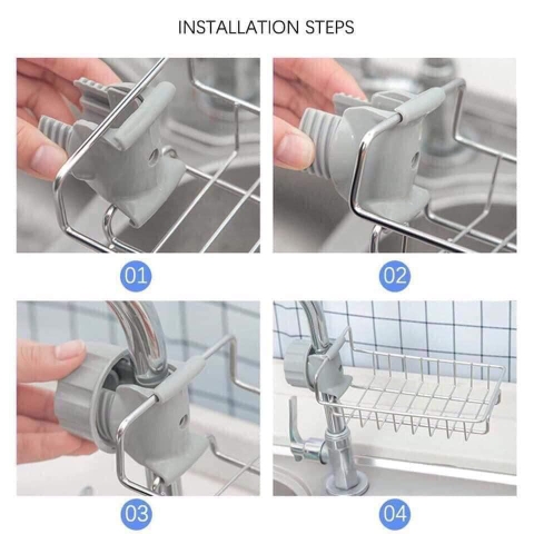 Khay Inox Gắn Vòi Rữa Chén, Lavabo, Kệ Giá Treo Để Đồ, Dụng Cụ Đa Năng Tiện Dụng
