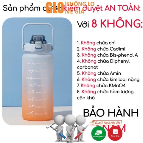 Bình Nước 2 Lít Chia Vạch Dành Cho Người Tập Gym Người Lười Uống Nước
