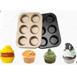 Khuôn Nướng Làm Bánh Cupcake, Muffin, Rau Câu 6 Ô Kích Thước 26x19x2,5cm
