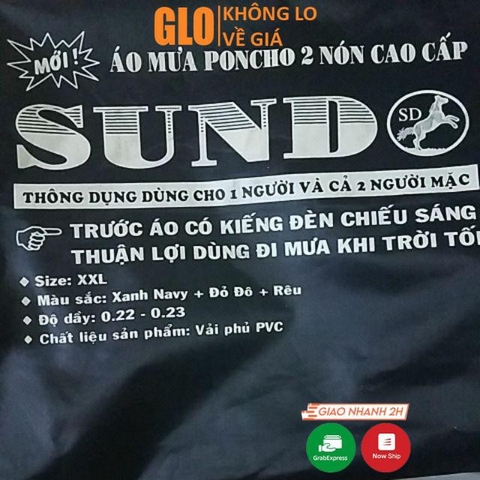 Áo Mưa 2 Đầu Có Kính Vải Dù Cao Cấp 1m4 Poncho Sundo Chống Thấm Tốt