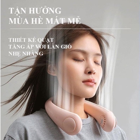 Quạt Đeo Cổ Mini, Quạt Treo Cổ Không Cánh Chính Hãng, Hiện Đại, Biên Độ Thổi 360 Độ