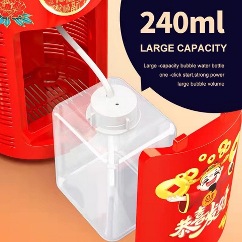[Loại Lớn Kèm 6 Pin AA] Máy Thổi Bong Bóng Pháo Hoa 10 Lỗ Dung Tích 120ml Có Nhạc Và Đèn Trang Trí Chào Mừng Năm Mới