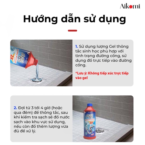 Gel Thông Tắc Sinh Học AIKOMI Vệ Sinh Cống, Làm Sạch Đường Ống, Chậu Rửa Bát, Nhà Vệ Sinh