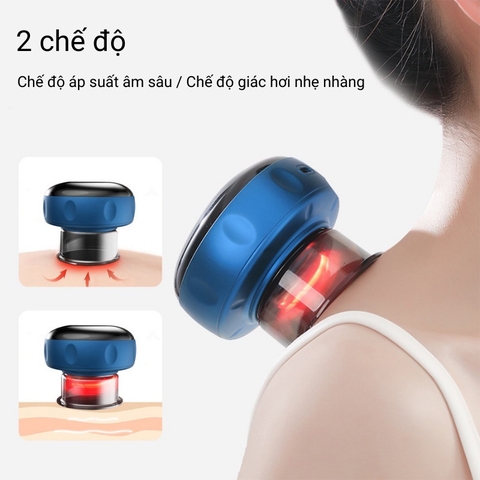 Máy Cạo Gió Giác Hơi Massage NG-122 Dùng Pin Sạc, Màn Hình Led 6 Cấp Độ, Hút Chân Không Hồng Ngoại Cầm Tay