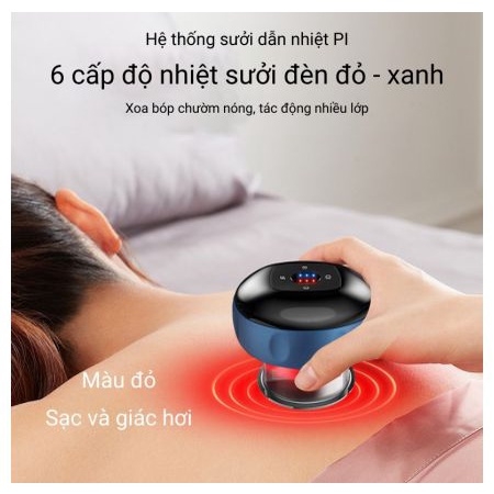 Máy Cạo Gió Giác Hơi Massage NG-122 Dùng Pin Sạc, Màn Hình Led 6 Cấp Độ, Hút Chân Không Hồng Ngoại Cầm Tay