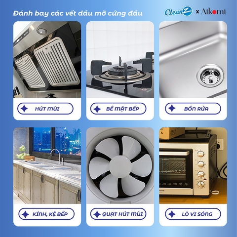 Bình Xịt Tẩy Dầu Mỡ Nhà Bếp CleanZ 450ml Đánh Bay Vết Bẩn Cứng Đầu Trên Xoong Nồi, Tường Gạch, Lưới Máy Hút Mùi