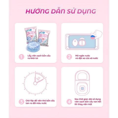 Viên Thả Bồn Cầu CleanZ Sạch Khuẩn Thơm Mát Tẩy Sạch Mảng Bám Khử Mùi Diệt Vi Khuẩn Toilet Thế Hệ Mới Hương Đào 50g/Gói