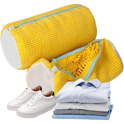 Túi Giặt Giày Máy Giặt Lông Tơ Sợi Polyester, Có Đệm Lưới, Khóa Kéo, Dễ Dàng Loại Bỏ Bụi Bẩn Mà Không Biến Dạng Giày
