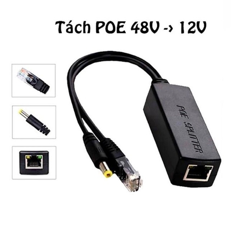 Tách Jack POE Splitter 48v ra 12v Cho Camera IP Cổng DC, Micro USB, Type C, Cặp Chuyển Nguồn POE Cho Camera IP