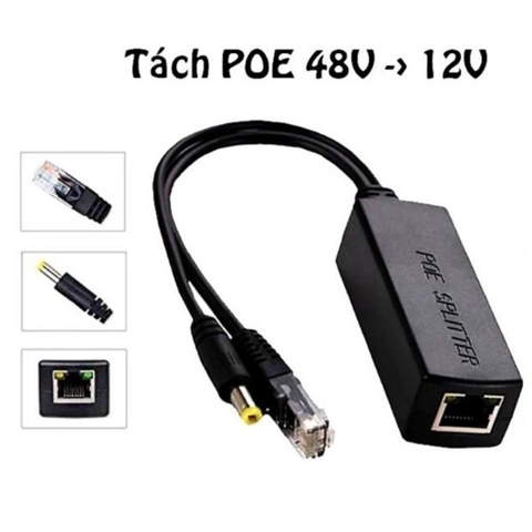 Tách Jack POE Splitter 48v ra 12v Cho Camera IP Cổng DC, Micro USB, Type C, Cặp Chuyển Nguồn POE Cho Camera IP