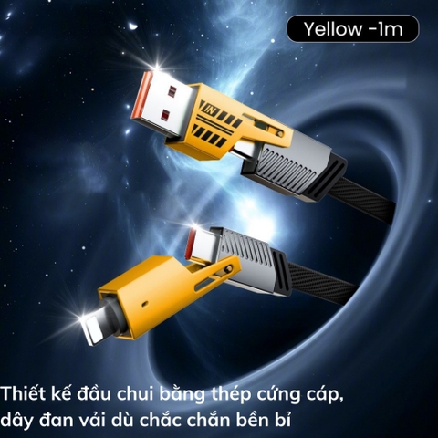 Dây Cáp Sạc Nhanh 4 In 1 Công Suất 65W PD27W Thiết Kế Tích Hợp Nhiều Cổng Sạc Tương Thích Nhiều Dòng Máy