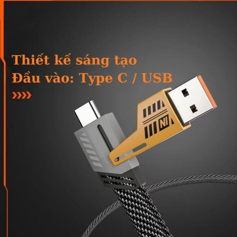 Dây Cáp Sạc Nhanh 4 In 1 Công Suất 65W PD27W Thiết Kế Tích Hợp Nhiều Cổng Sạc Tương Thích Nhiều Dòng Máy