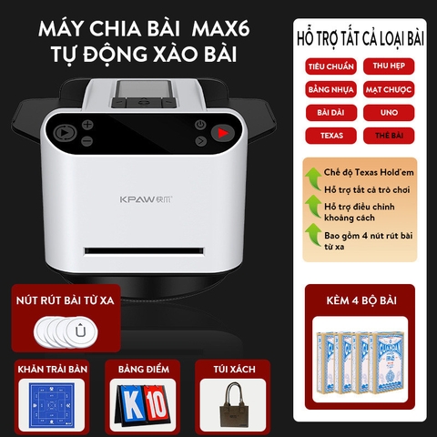 Máy Chia Bài, Xào Bài Tự Động Thế Hệ Max 6 Cao Cấp Đầy Đủ Phụ Kiện Hàng Nội Địa Trung
