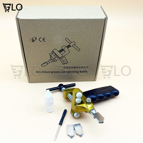 Bộ Dụng Cụ Dao Cắt Kính, Gạch 2 in 1 Cầm Tay Dạng Mở Nhanh Đa Năng Gồm 1 Máy Và 3 Lưỡi