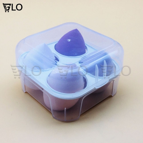 Mút Trang Điểm Hình Giọt Nước Không Thấm Nước Hộp 4 Miếng, Mút Tán Kem Nền Dành Cho Mọi Loại Da