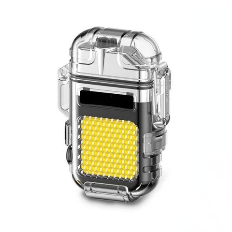 Quẹt Điện Plasma Chống Nước Chống Gió, Vỏ Trong Suốt Có Led Hiển Thị Pin
