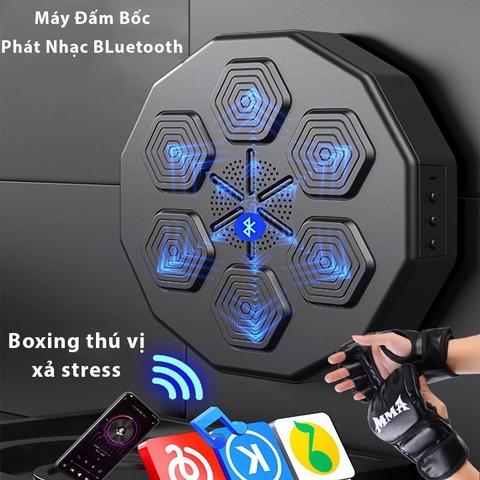 Máy Tập Đấm Bốc 6 Điểm Theo Nhạc Treo Tường, Kết Nối Bluetooth, Đèn Định Hướng Vị Trí Đấm Ngẫu Nhiên, Chất Liệu PU + PP