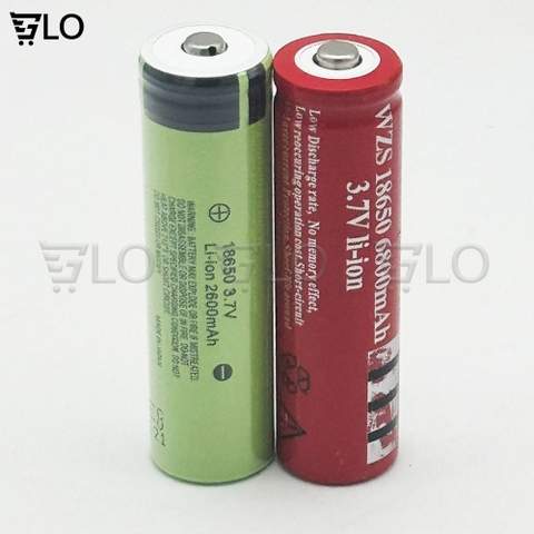 1 Viên Pin Sạc 18650 Li-Ion 3.7v Màu Đỏ, Xanh Dung Lượng Thực 2600mAh