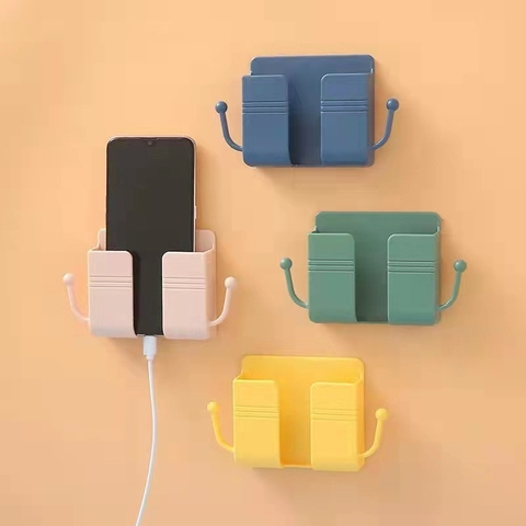 Kệ Dán Tường Để Remote, Đồ Dùng, Giá Đỡ Sạc Điện Thoại Dán Tường Không Cần Khoan Tiện Lợi