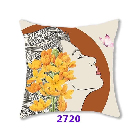 Gối tựa lưng sofa chất liệu vải thô cao cấp hình thiếu nữ