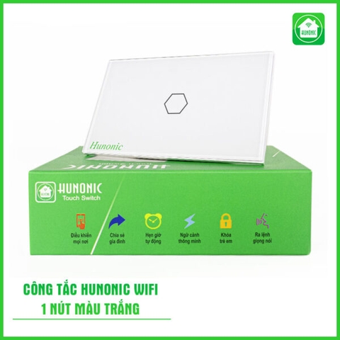 Công Tắc Hunonic Wifi 1 nút Màu Trắng