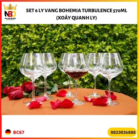 Set 6 Ly vang Bohemia Turbulence 570ml (xoáy quanh ly)