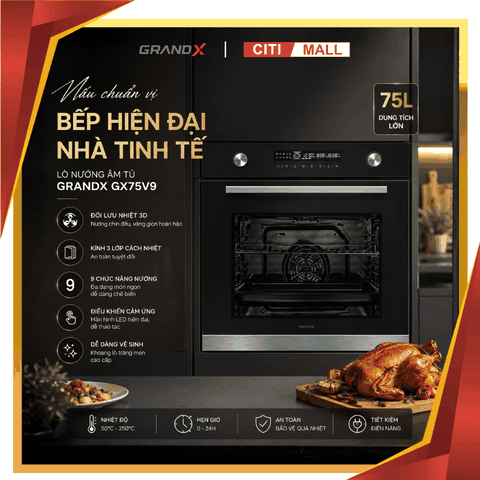GrandX GX75V9 - Lò Nướng Âm Tủ 2026