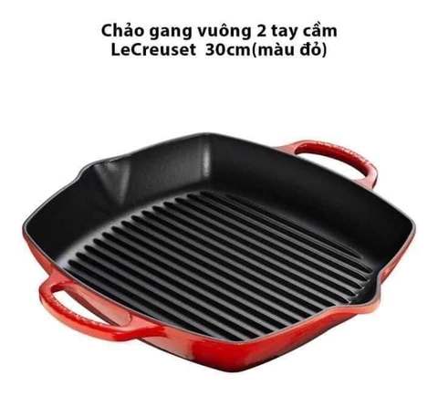 Chảo gang vuông 2 tay cầm LeCreuset Grillpfanne quadratisch,tief 30cm Kirsche (màu đỏ)